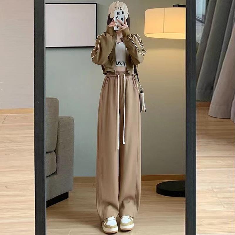 Women's Autumn 2023 Off-White High Waist Drape Loose Fit Wide Leg Sweatpants