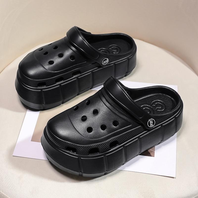 Womens Sandals Hole Shoes Chunky Slippers Summer Beach Shoes Outdoor Green Platform Sandals
