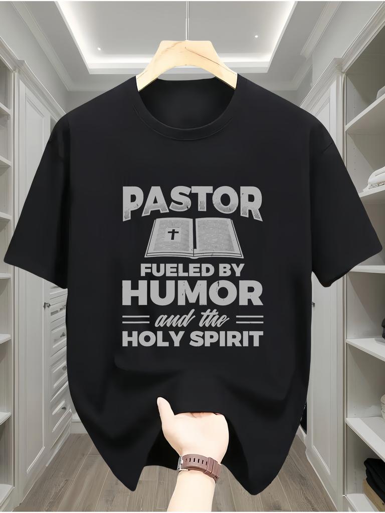 Mens 100 pure cotton Tshirt with PASTOR pattern casual and comfortable short sleeve round neck suitable for all seasons