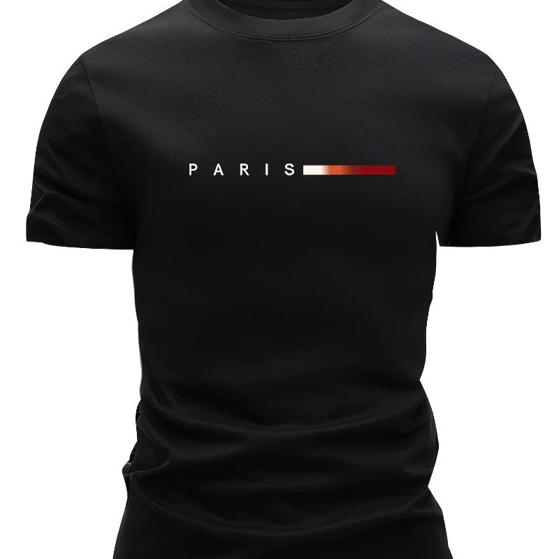

Lightweight Breathable T-Shirts - Quick-Dry Moisture-Wicking Round Neck Tops with Paris Print, All-Season Casual & Formal Wear, Sweat-Resistant XS чёрный