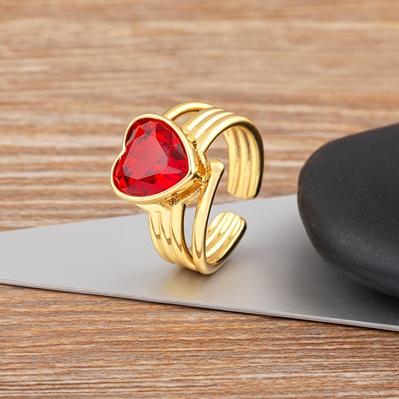Nidin Romantic Heart Shape Open Rings for Women Zircon Crystal Jewelry Adjustable Fashion Wedding Party Accessories Gifts