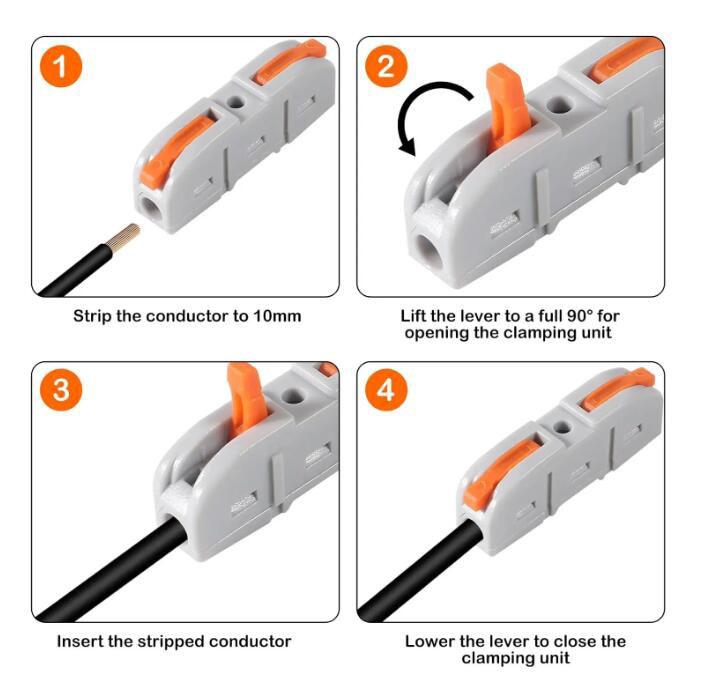 10pcs 1 To 1 Way Inline Lever Wire Connectors   Assemblable Wire Connector Electrical Connectors Wire Terminals