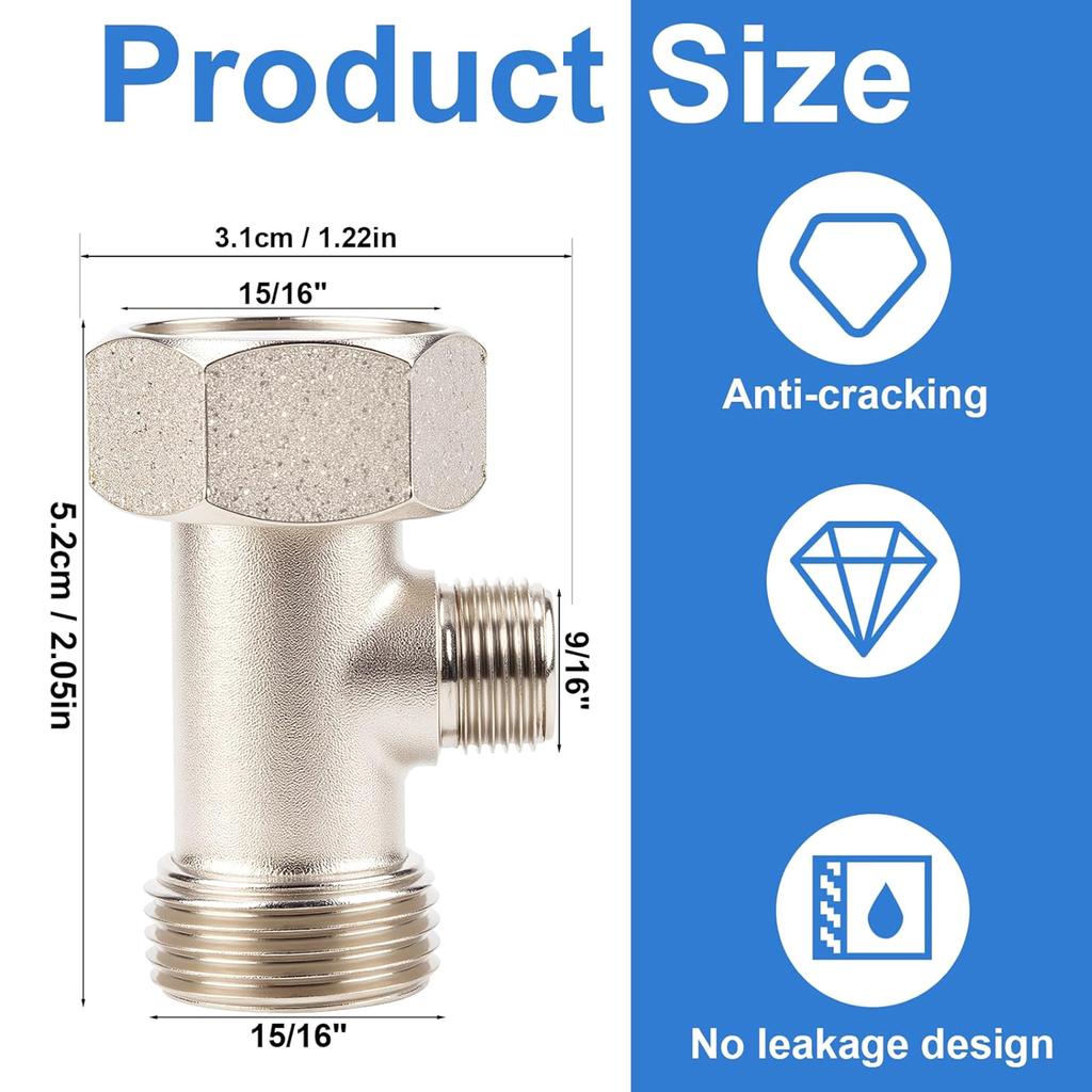Sturdy Brass Bidet Adapter Thread With Gaskets for Campers Home Toilet Shower Head Diverters Hose Fitting Daily Use