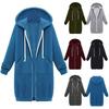 Plus Size Solid Color Casual Thicken Hooded Women Zip Up Long Sweater Coat