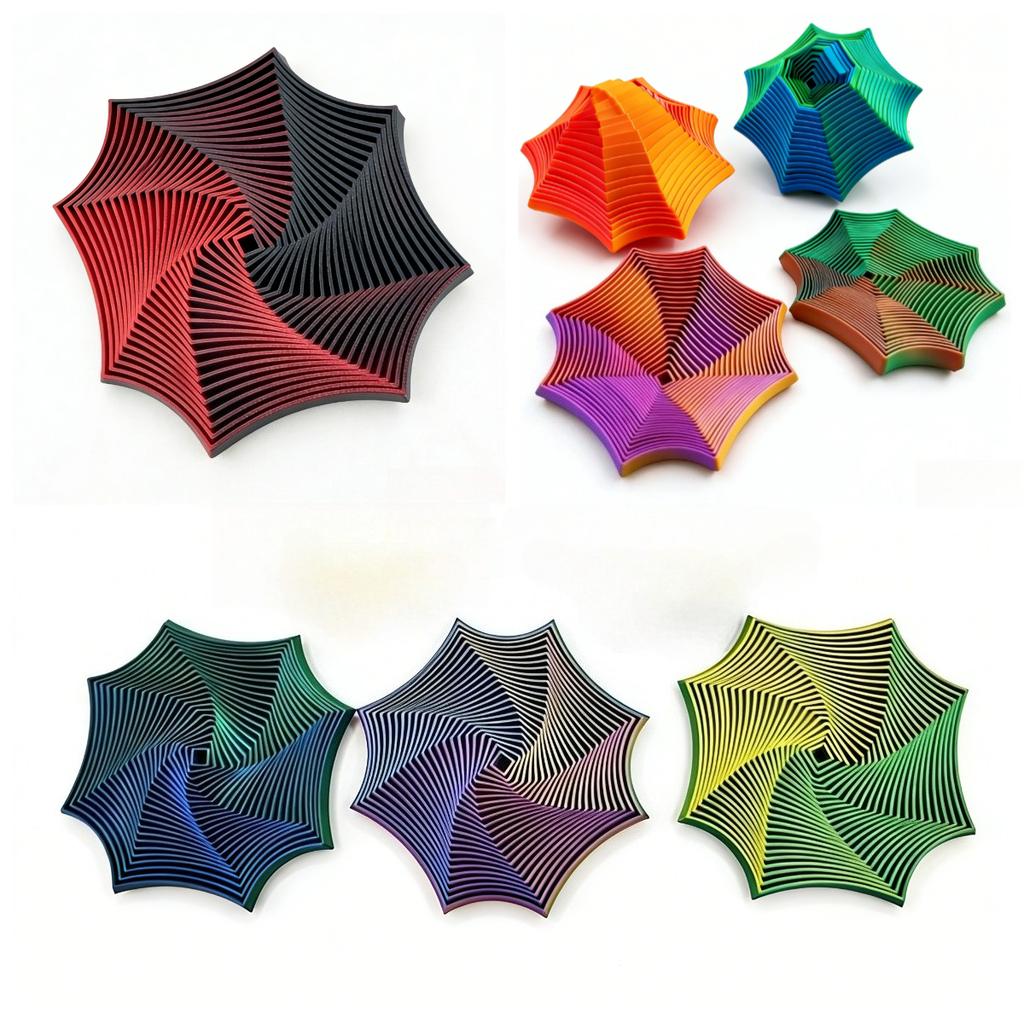 8.5Cm Octagonal Whirling Spiral Fidget Toy Colorful Sensory Relax Antistress Fidget Toy For Adhd/Autism Stress & Anxiety Relief