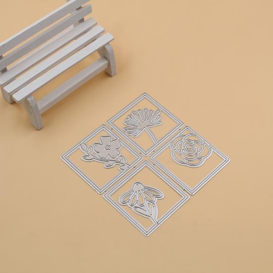 Čtverce Květinové Kovové Řezací Šablony pro DIY Scrapbooking Fotoalbum Papírová Karta