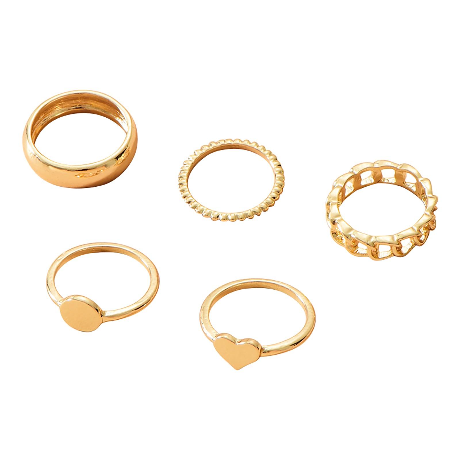 

(SU)Набор позолоченных колец Cold Wind из Европы и Америки с геометрическим узором One size золотой