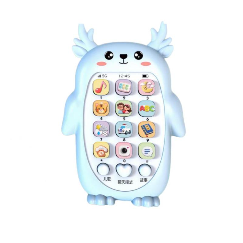 Cute Deer Shape Baby Phone Toy Chewable Multifunctional Music Educational Toy for 0-3 Years Old Infants Toddlers синий