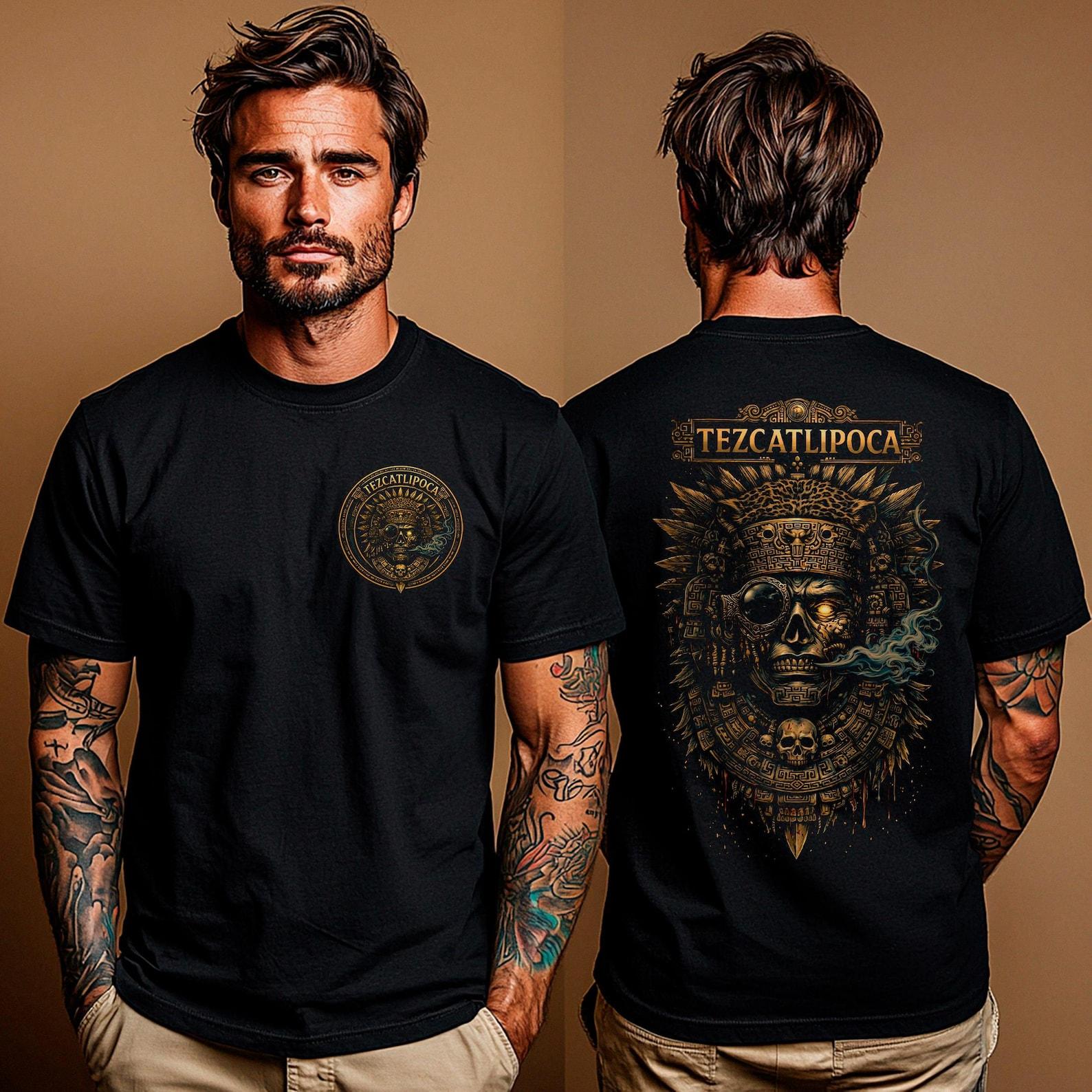 Tezcatlipoca Shirt: Aztec God Tee | Mesoamerican Pagan T-Shirt | Dark Deity Ritual Design | Warrior Spirit Unisex Shirt XL