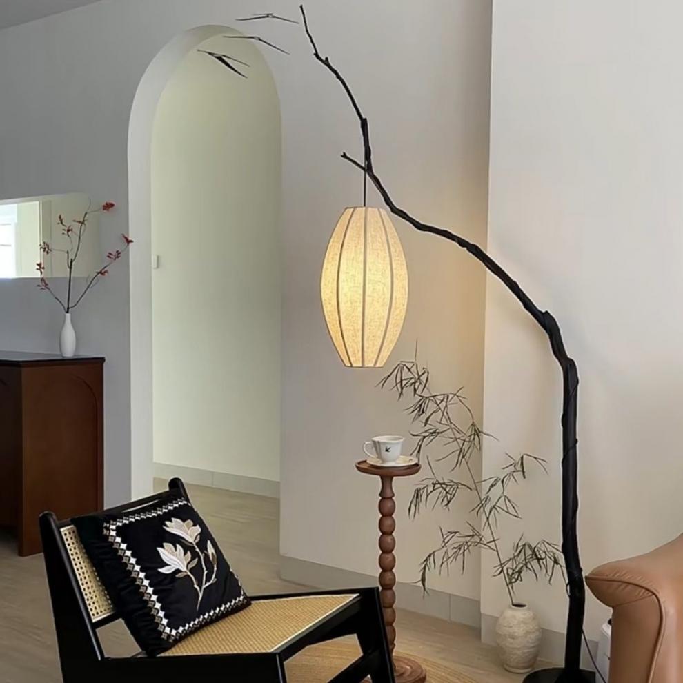 Retro Wabi-Sabi Branch Floor Lamp: Zen Light for Tea Room, Study, or Homestay