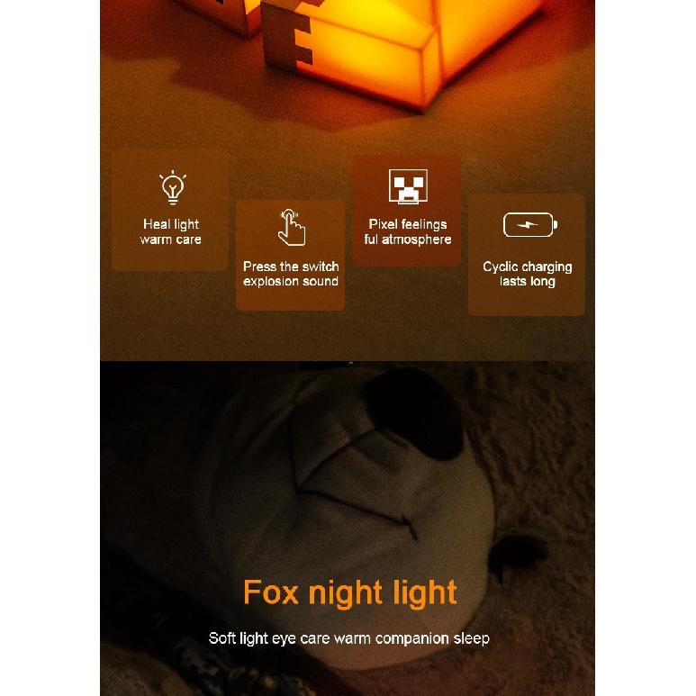 MC Game Cute Fox Night Light Soft Orange Glow Officially Licensed Decor And Desk Lamp For Gaming Room Or Kids And Tween Bedroom