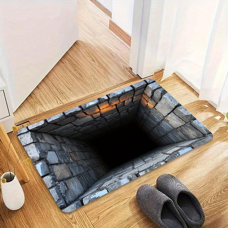 Realistic Brick Tunnel Illusion Rug for Unique Floor Design - 3D Graphic Carpet | Modern Home Accessories Skid resistant carpet
