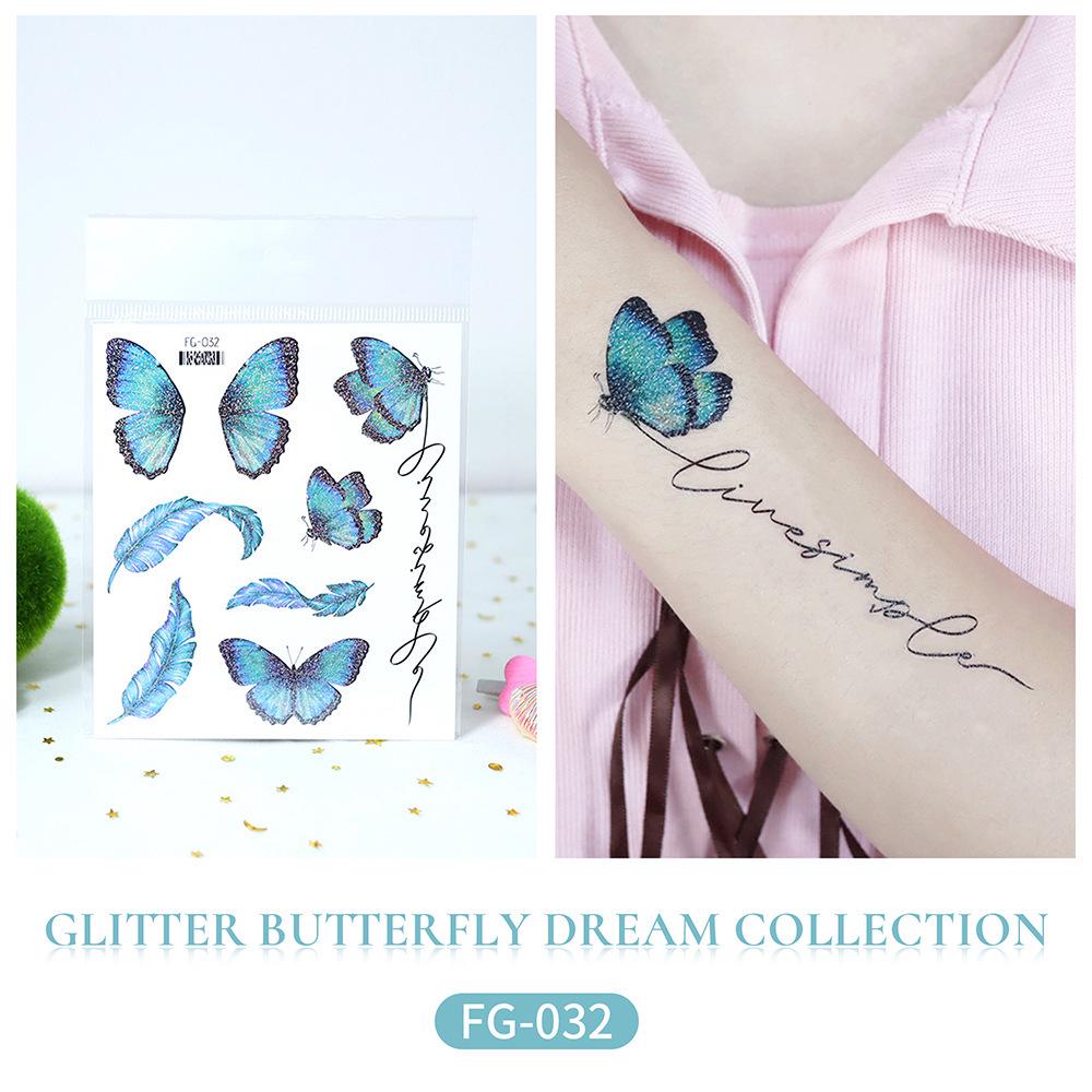 Ruikalong Waterproof Long-Lasting Glitter Butterfly Tattoo Sticker for Children's Makeup
