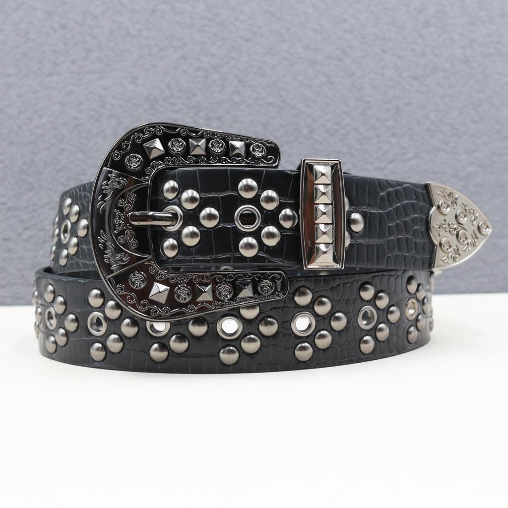 Subculture Punk Y2K Hollow-Out Rivet Eyelet Street Style Jeans Belt