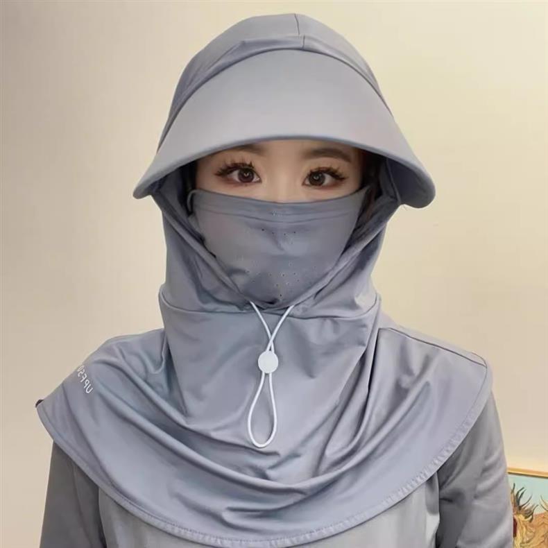 Full face sun protection,large brim, shawl, sun hat, women's neck protection, integrated anti-ultraviolet face protection,fisherman's exposed ponytail
