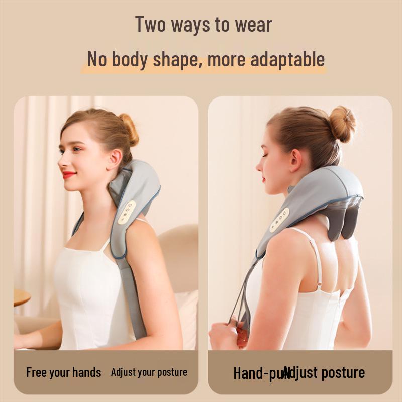 Trapezius & Cervical Massager: Multi-Function Kneading, Hot Compress Shawl for Neck & Shoulder Relief