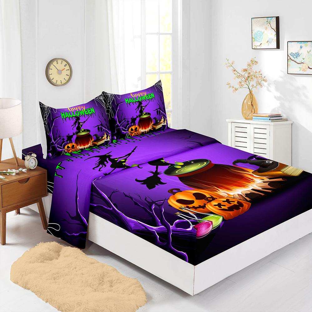 Four-Piece Mattress Set 3D Digital Printing Mattress Protective Cover Halloween Mattress