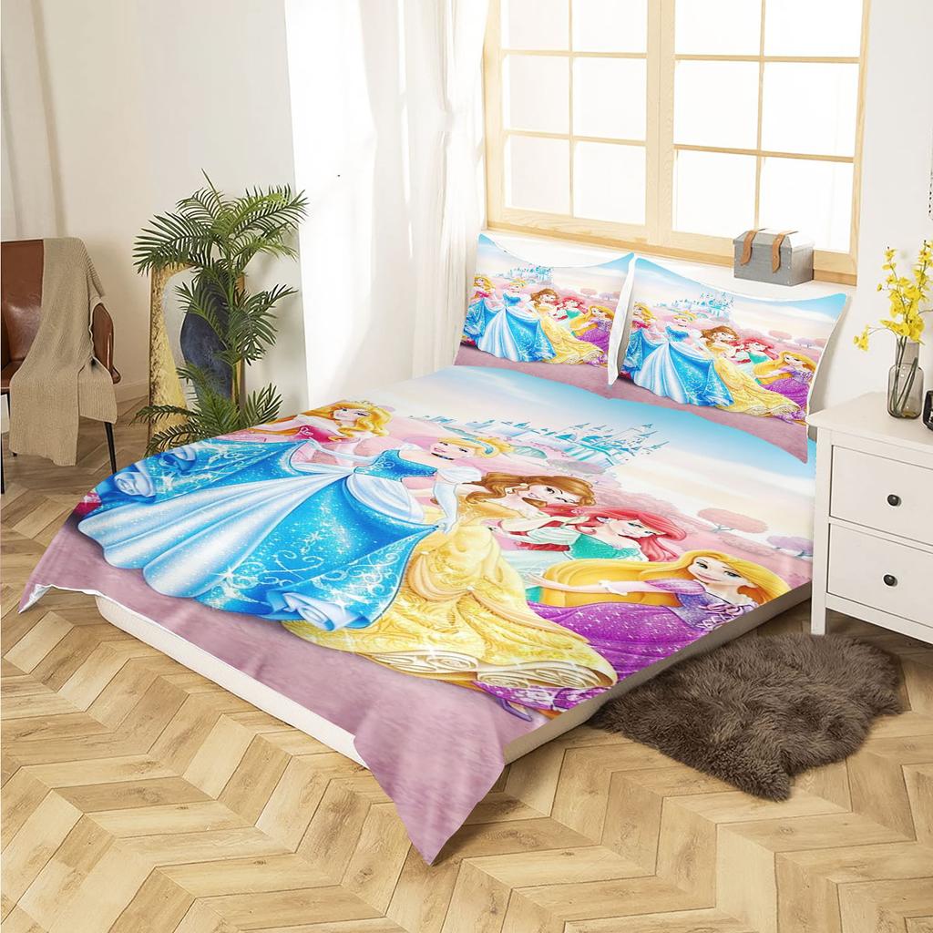 Princess Series 100% Polyester Duvet Cover Set Home Decor Bedding Comforter Sets 3D Children'S Bedding Set 3-Piece