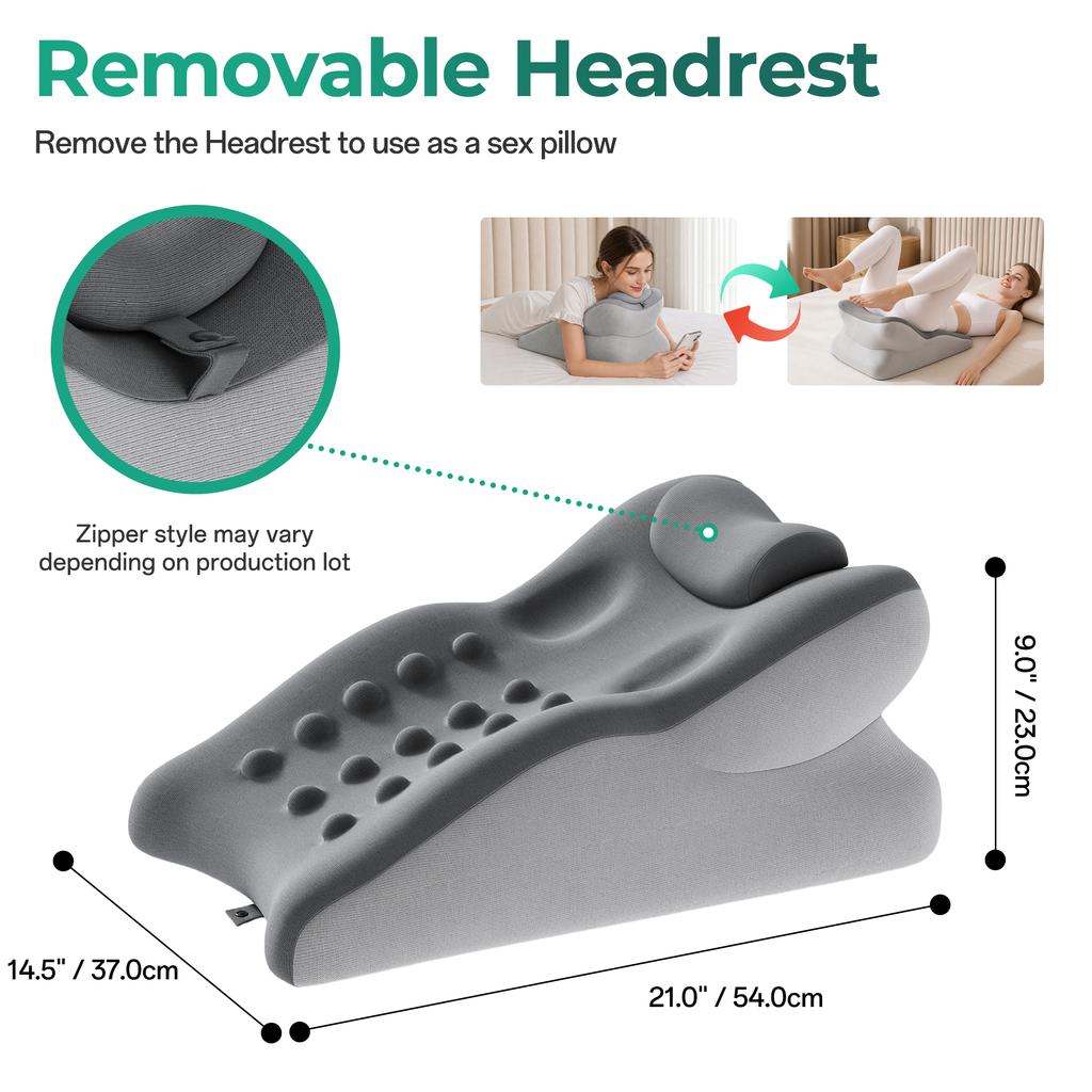 Sex Pillow for Couples – 27° Intimate Wedge Pillow, Memory Foam, for Intimate Positions & Sex Positions, Washable, Couple Pillow, Grey