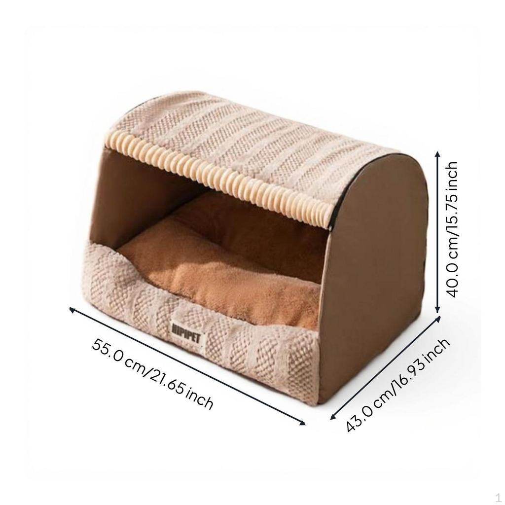 Warm Dog House, cleanable Removable Cover, Indoor Pet Bed for Large Dogs Wendy Brown 55*43*40cm