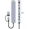 7/8Port USB C Hub Expander Multiport Adapter TypeC Splitter Dock USB3.0 Port for Xiaomi Phone Tablet Fast Data Transfer Charging