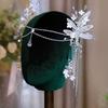 White gauze hairpins, Japanese and Hansen crystal flower side clips, wedding heel makeup, and hair accessories