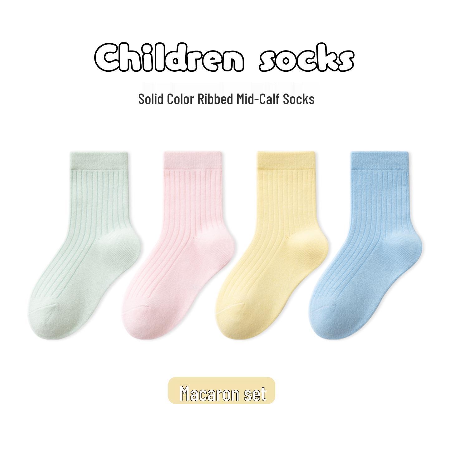 

Детские хлопковые носки до середины икры - Однотонные для весны, осени и зимы 9-12 Recommended Foot Length 19-22CM