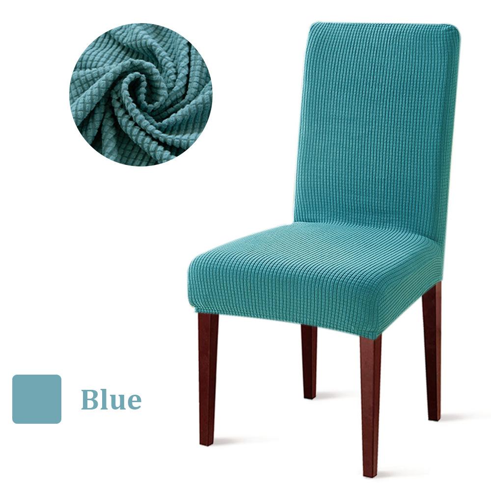 Jacquard fleece middle back chair cover solid color corn kernel chair cover dust-proof hotel banquet dining chair cover dust cover