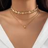 3-Piece Comma Ccb Snake Bone Chain Necklace Set, European and American Winter Fashion Niche Design Layered Clavicle Chain for Trendy People