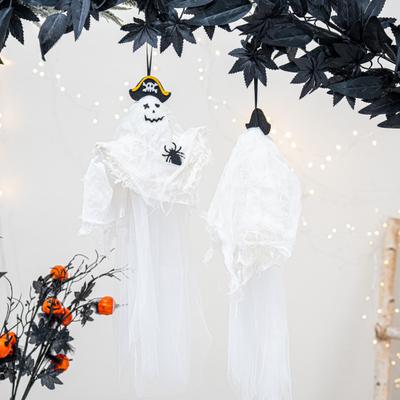 Halloween Hanging Ghost Decoration Spooky Flying Pirate Ghost Holding Pumpkin/Bat/Spider for Indoor And Outdoor Tree Decor