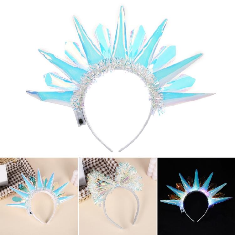 Glowing Headband for Women PVC LaserColor Hairhoop Halloween Party Headwear