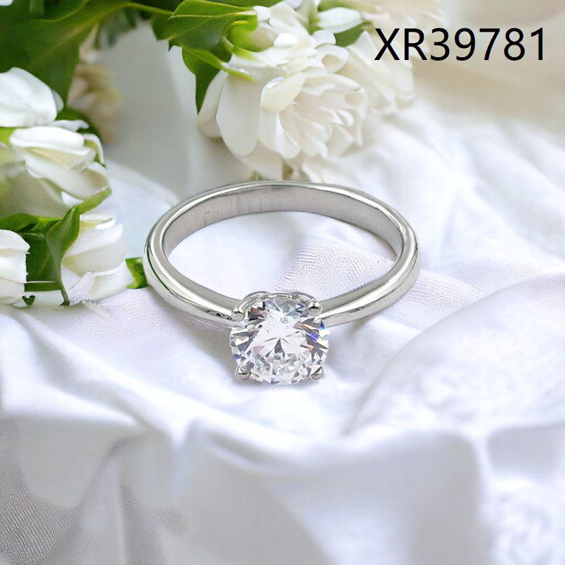 18K Gold-Plated Zircon Four-Claw Ring for Women, Titanium Steel, Timeless Wedding Band Size 5