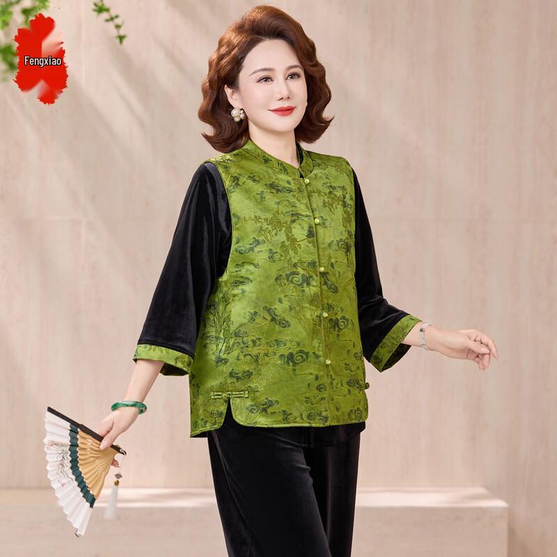 Fengxiao Mom s New Chinese Style Three-Piece Spring Outfit 3XL