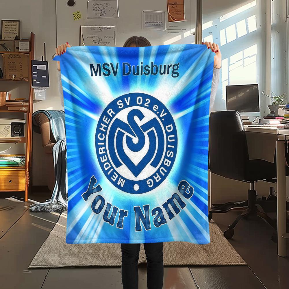1PC Msv Duisburg Custom Name Patterned Flannel Blanket Suitable For All Seasons For Home Decor Warmth And Comfort Gifts Holiday Present
