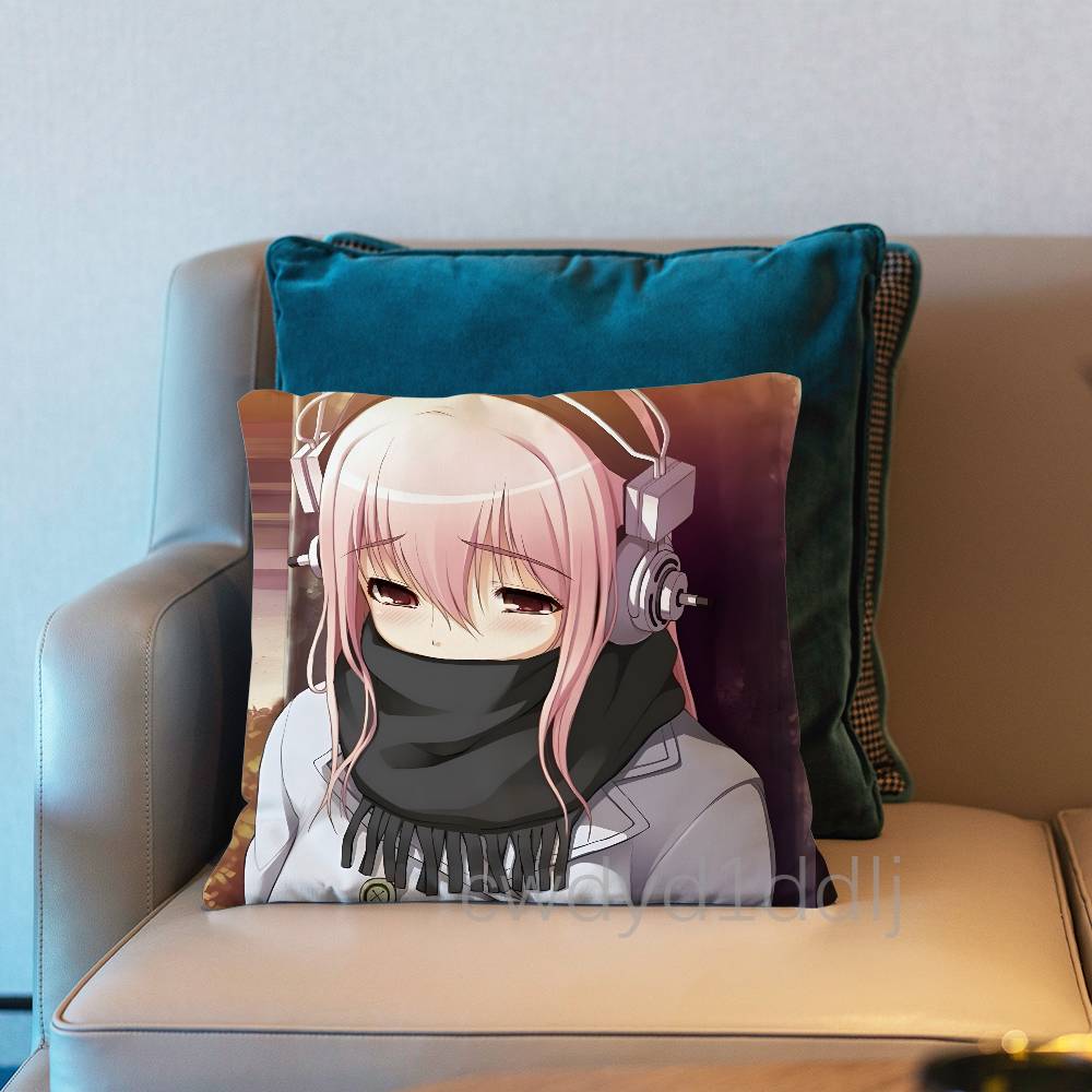 SSuper Sonico Anime Kissenbezug Kurzer Plüsch Sofa Dekorative Geschenk Home Doppelseitiger Druck Kissen