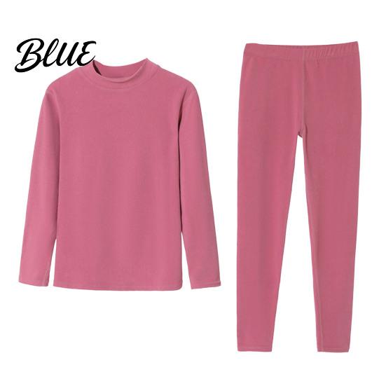Velvet Sleepwear Set Seamless Double-sided Thermal Underwear Winter Unisex 2 Pcs/Set Round Neck Homewear Thick
