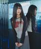 Mihebeu Star Spot Raglan Long Sleeve T-Shirt Melange Black