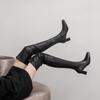 Sleek Kendall Jenner Patent Leather Thigh-High Boots - Autumn/Winter Collection with Elastic High Heels and Plus Velvet Finish