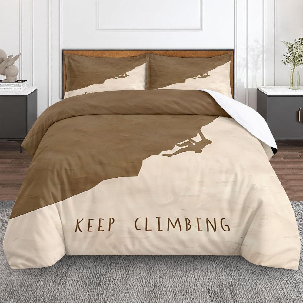Artistic Keep Climbing Minimalist Art Yellow Duvet Cover Set, Fluffy Duvet Cover for Cozy Nights, Snug Bedding Set for All Seasons