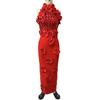 Cross-Border New Fashion 3D Floral Sequin Sleeveless Bodycon Evening Gown
