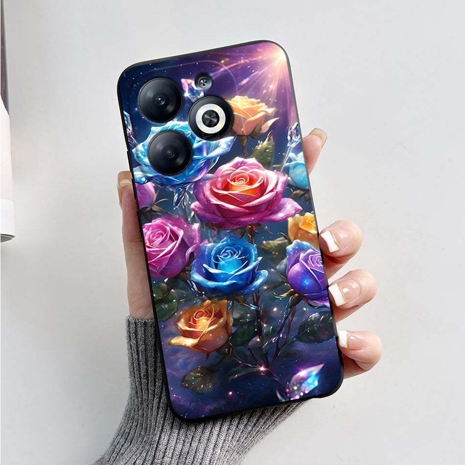 Case For Infinix Smart 8 Back Cover Black Silicon Soft TPU Marble Cover For Infinix Smart 8 X6525 Funda Smart8 Phone Cases Coque