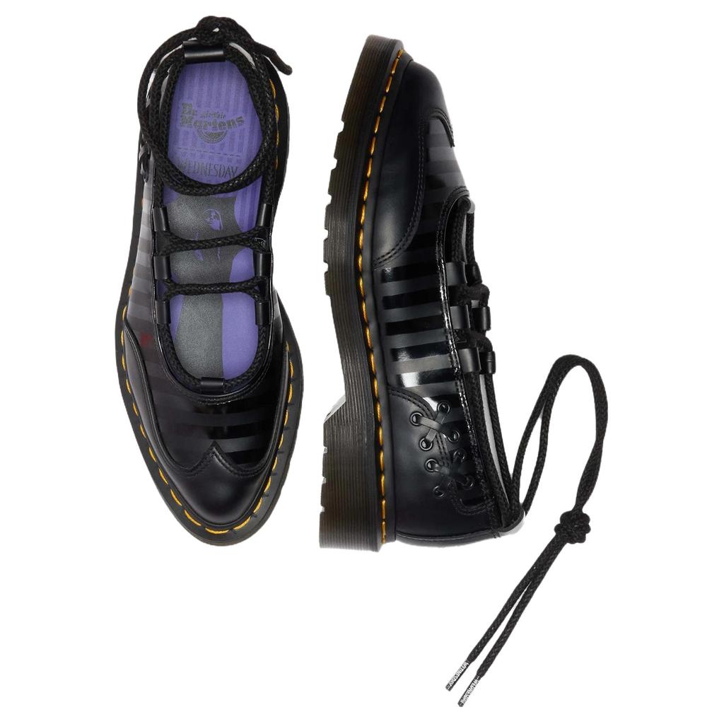 Dr. Martens Wednesday X  Elphie II Leather Lace-Up Comfortable Casual Shoes 3cm Women Shoes Black 41856001