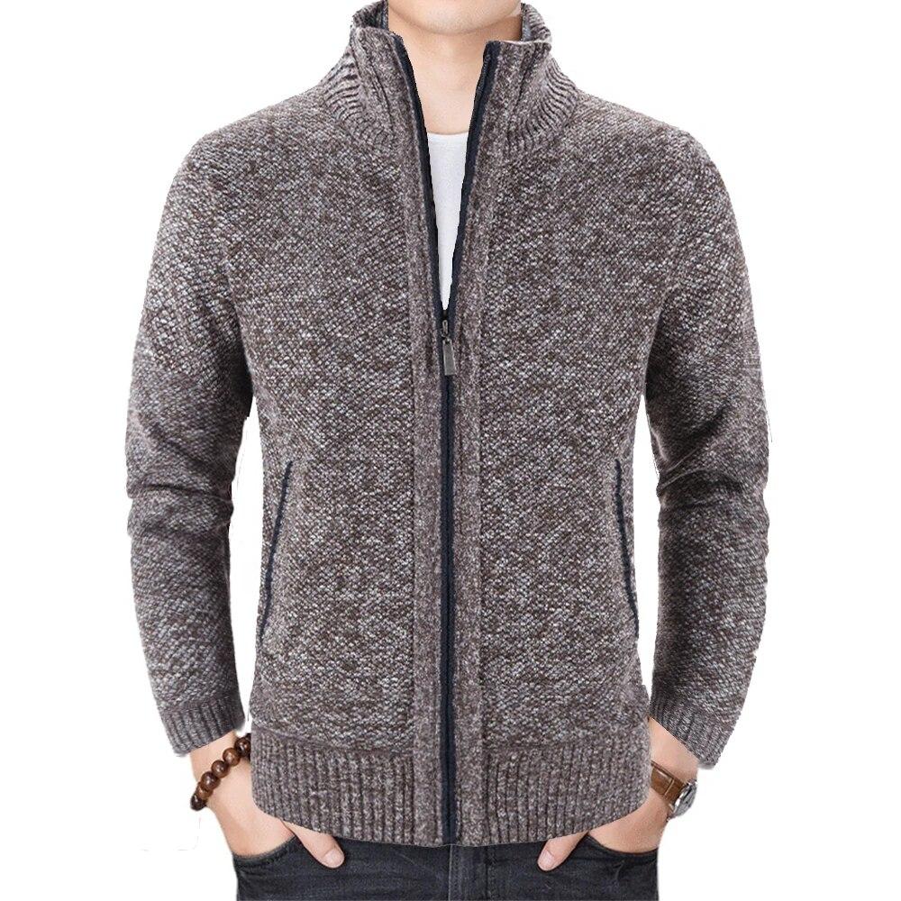 2024 Autumn Winter New Men's Jacket Slim Fit Stand Collar Zipper Jacket Men Solid Cotton Thick Warm Men Sweater