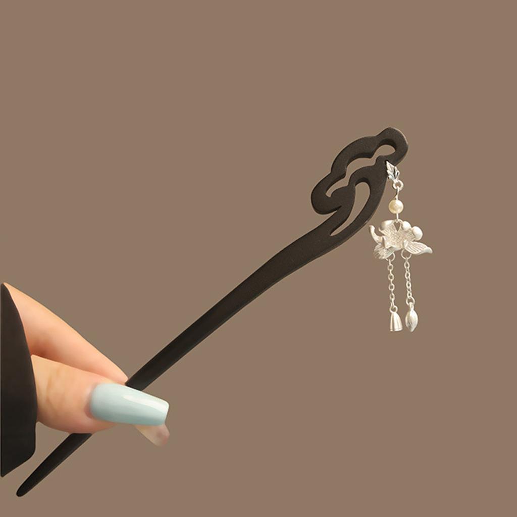 Chinese Style Wood Hairpin Vintage Lotus Hair Stick Handmade Rosewood Hair Accessories for Women Vintage Hair Clips 1pcs