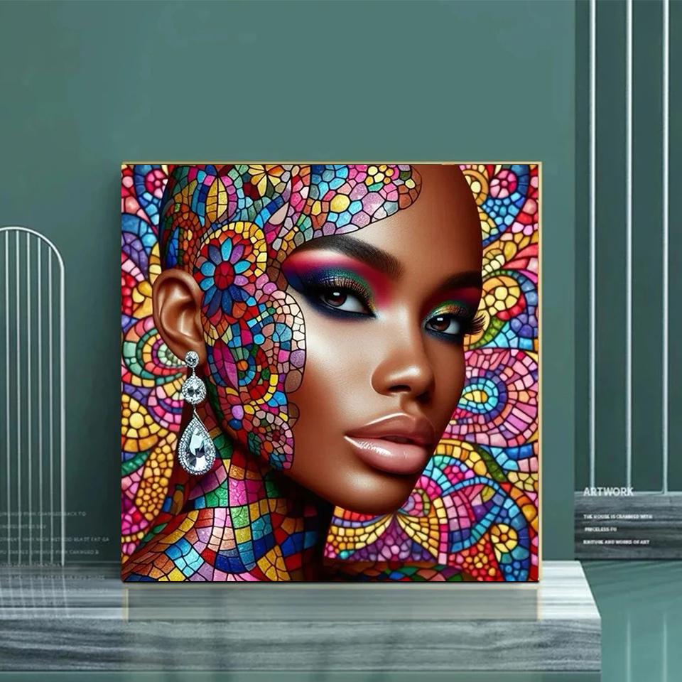 5D DIY African Women Diamond Painting Mosaic Sale Full Square Round Diamond Painting DIY Embroidery Picture Of Rhinestones