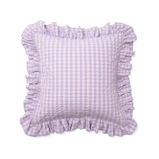 Francfranc Frill Check Cushion Cover 45cm x 45cm Pink x Purple (A-038)
