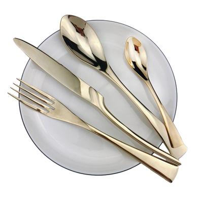 Set di 4 Posate di Lusso Lucide a Specchio Champagne Coltello Forchetta Cucchiaio Set di Posate in Acciaio Inossidabile 304 Set di Argenteria