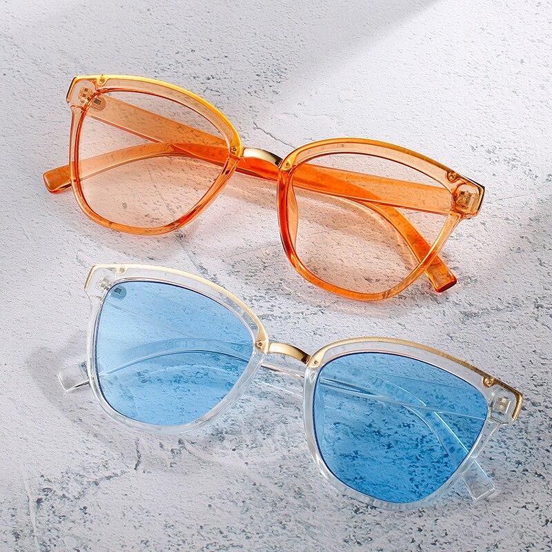 SO&EI Retro Square Leopard Sunglasses Women Fashion Blue Champagne Shades UV400 Men Cat Eye Gradient Sun Glasses