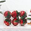 6pcs 8cm Christmas Ball Artificial Pinecone Red Green Plaid Christmas Ball for Xmas Tree Decoration New Year Hanging Pendnats