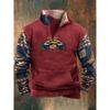 Spring And Autumn New Men'S Long Sleeve Half Zipper Printed Casual Fashion Trend Jacket